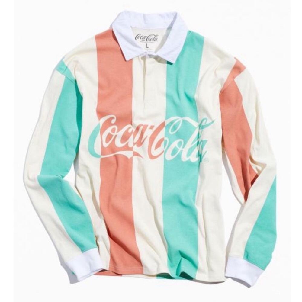 Urban Outfitters Coca Cola Retro Striped Rugby Shirt Size S